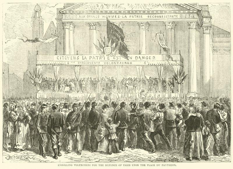 Enrolling Volunteers for the Defence of Paris Upon the Place du Pantheon, October 1870 by English School