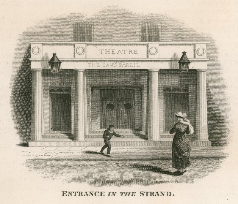 Entrance in The Strand of the Sans Pareil Theatre (Adelphi Theatre), London by English School