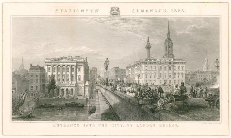 Entrance into the City, by London Bridge by English School