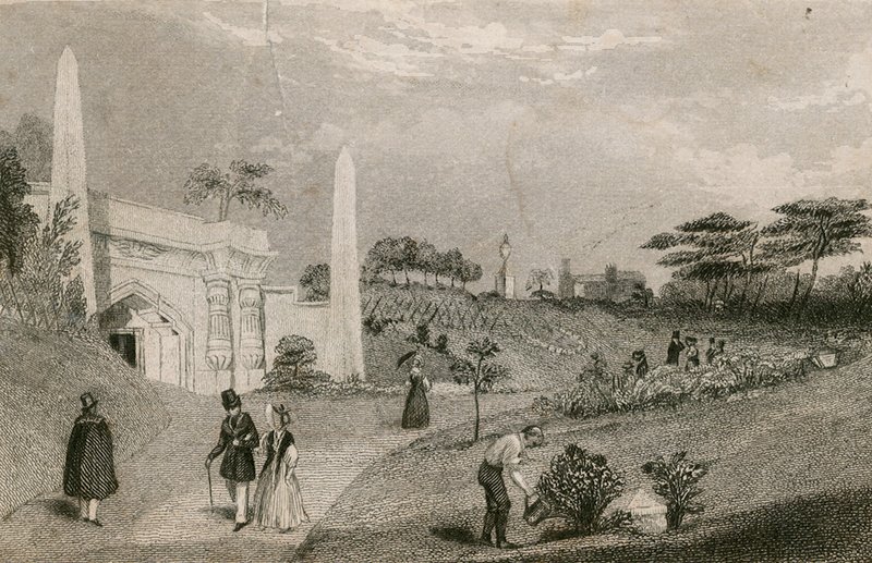 Entrance to the Catacombs, Highgate Cemetery, London by English School
