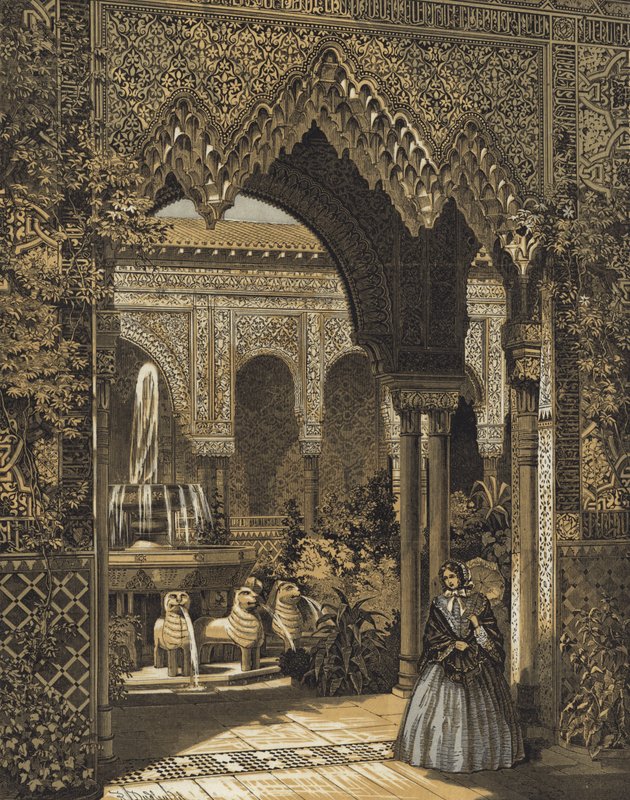 Entrance to the Court of Lions, the Alhambra Court, Crystal Palace, Sydenham, London by English School