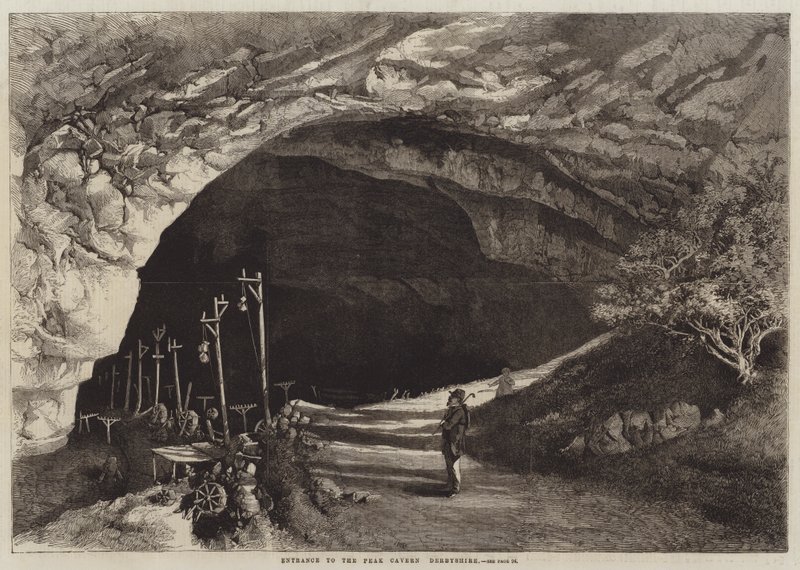 Entrance to the Peak Cavern, Derbyshire by English School