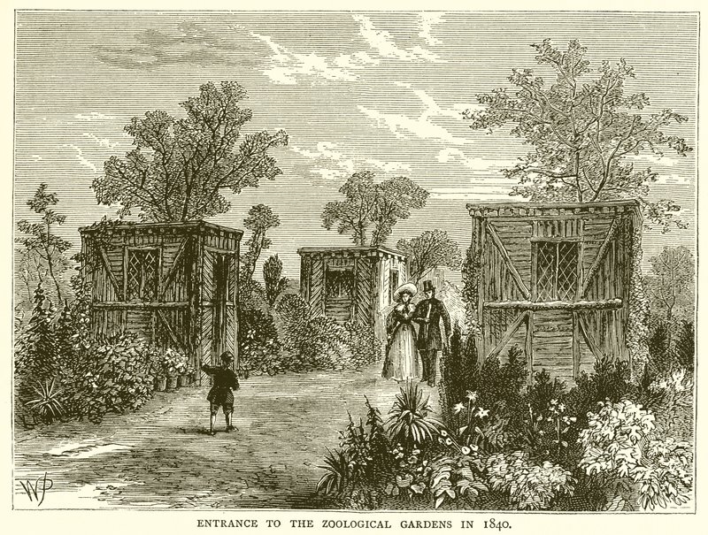 Entrance to the Zoological Gardens in 1840 by English School