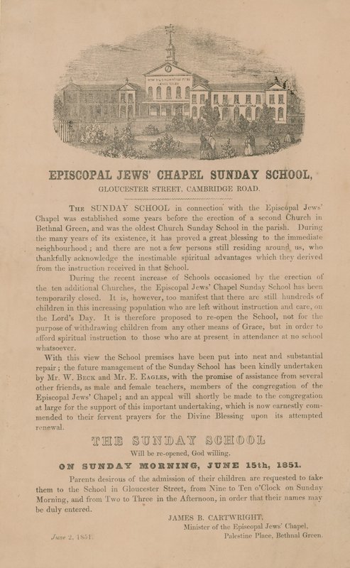 Episcopal Jews Chapel Sunday School by English School