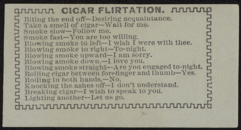 Escort Card Titled Cigar Flirtation by English School