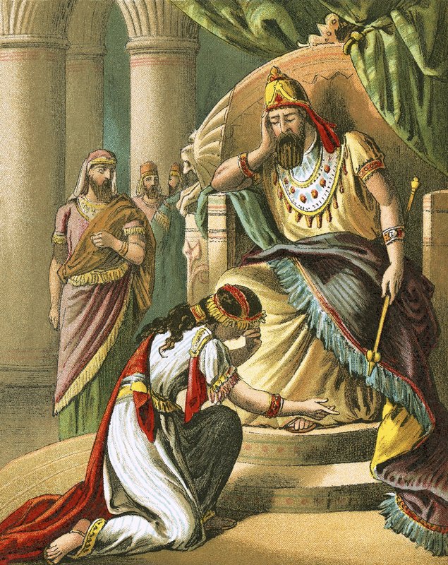 Esther beseeches king Ahasuerus to revoke his decree against the Jews by English School
