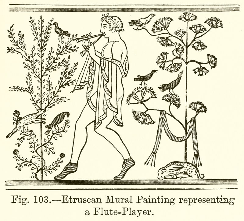 Etruscan Mural Painting Representing a Flute-Player by English School