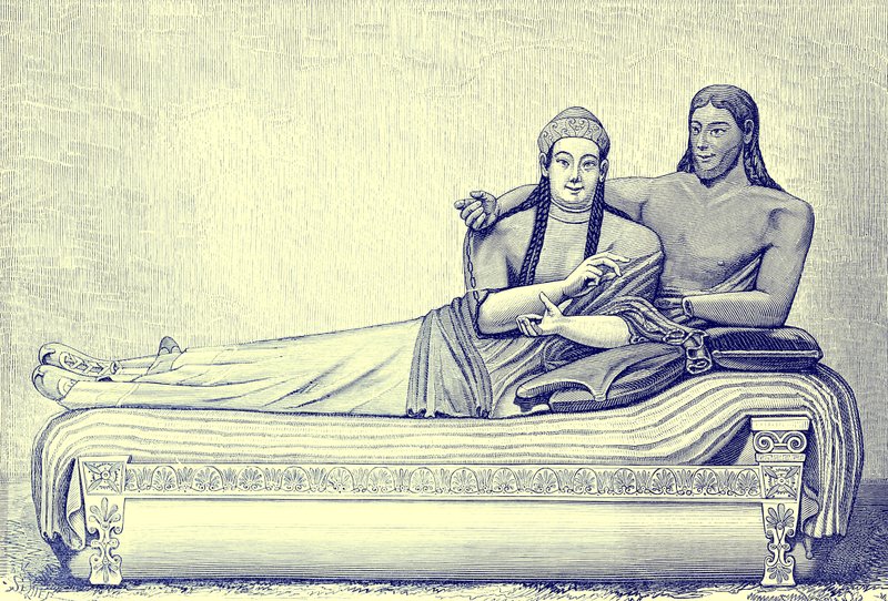 Etruscan Tomb, Illustration from History of Rome by Victor Duruy, Published 1884 by English School