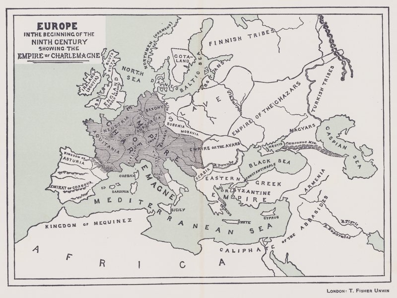 Europe, in the Beginning of the Ninth Century Showing the Empire of Charlemagne by English School