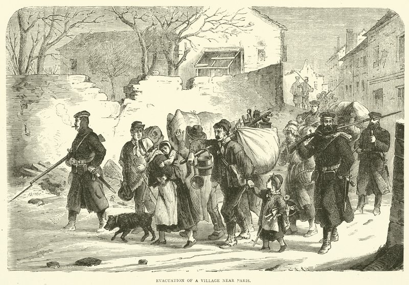 Evacuation of a Village Near Paris by English School