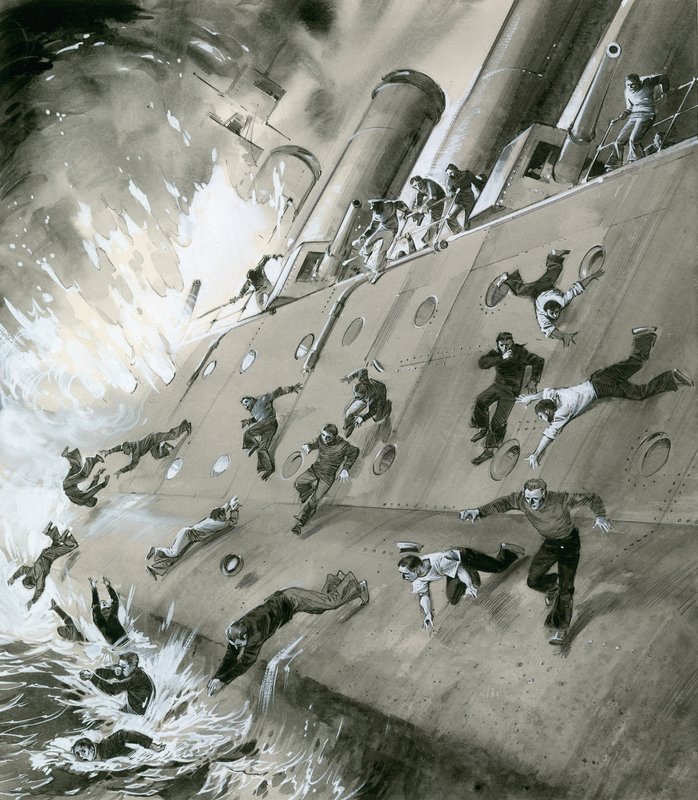 Explosion of HMS Natal in 1915 by English School