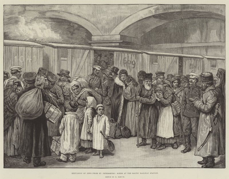 Expulsion of Jews from St Petersburg, Scene at the Baltic Railway Station by English School