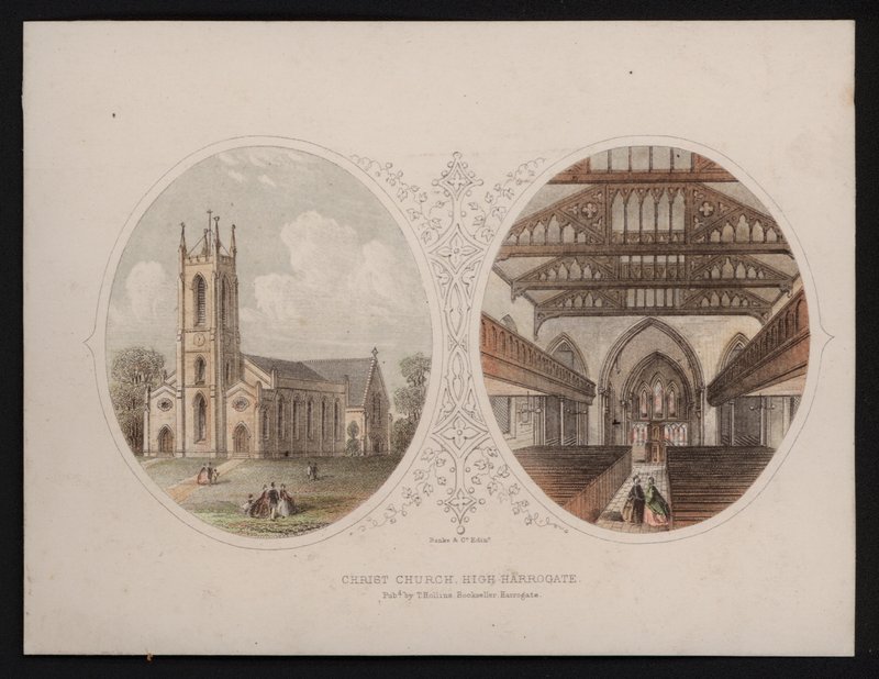 Exterior and interior views of Christ Church, Harrogate, Yorkshire by English School
