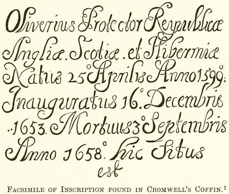 Facsimile of Inscription found in Cromwell