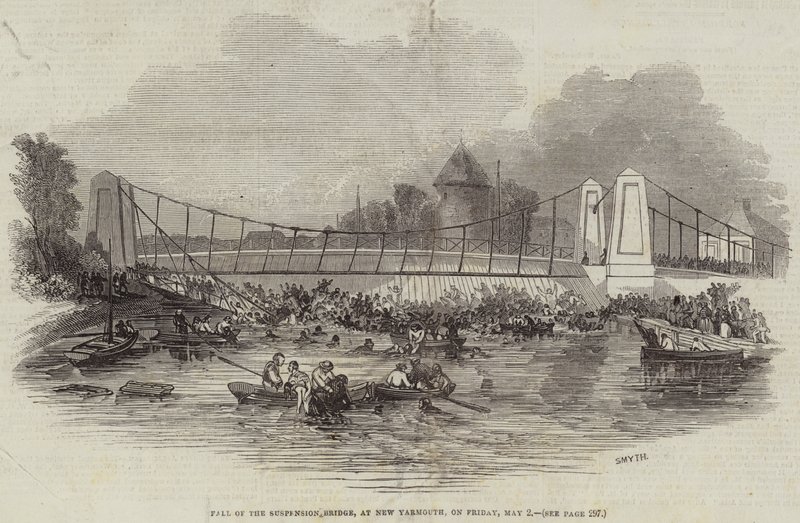Fall of the Suspension Bridge, at New Yarmouth, on Friday, 2 May by English School