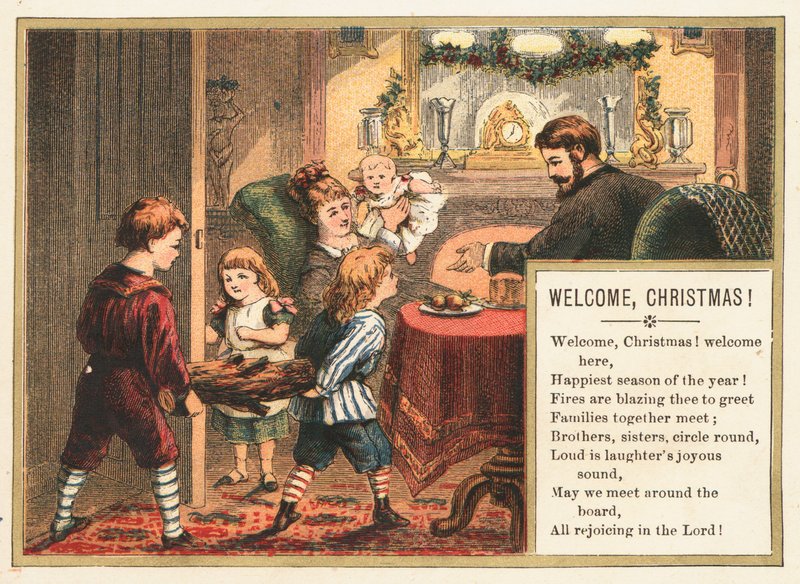 Family preparing for Christmas by English School