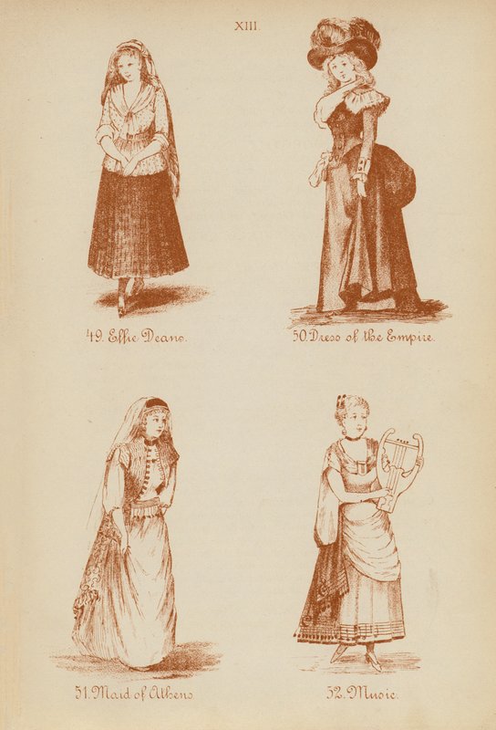 Fancy dress outfits: Effie Deane, Dress of the Empire, Maid of Athens, Music by English School
