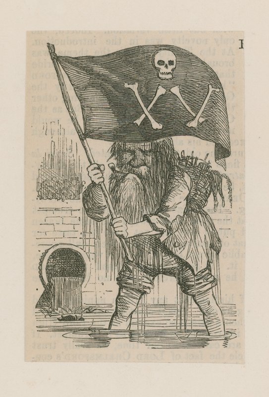 Father Thames Waving a Skull and Crossbones by English School