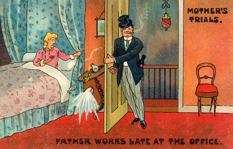 Father works late at the office by English School