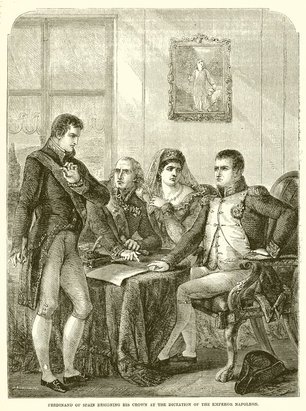 Ferdinand of Spain Resigning His Crown at the Dictation of the Emperor Napoleon by English School