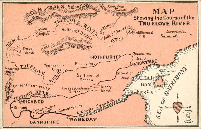 Fictional map charting the course of the river TrueLove by English School