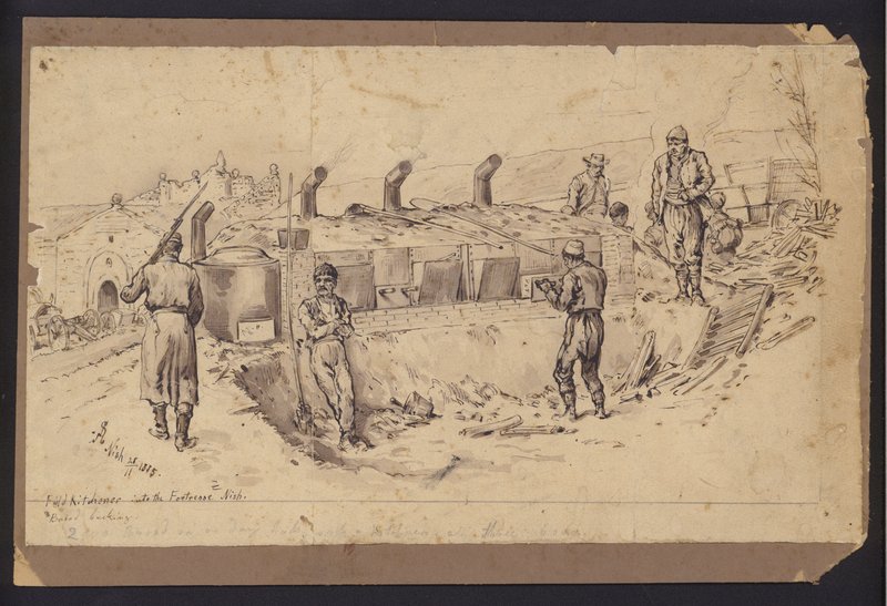 Field Kitchen into the Fortress of Nis, Serbia, Serbo-Bulgarian War, 28 November 1885 by English School