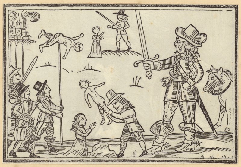 Figures of Soldiers Wielding Swords Against Children by English School