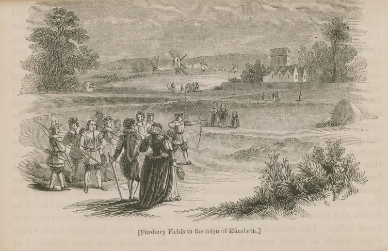 Finsbury Fields in the Reign of Queen Elizabeth I by English School