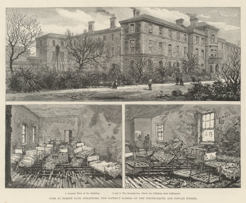 Fire at Forest Gate, Stratford, the District School of the Whitechapel and Poplar Unions by English School