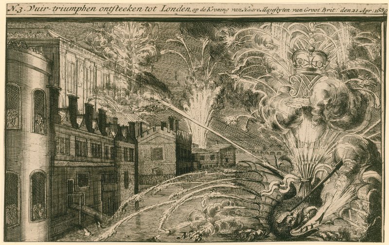 Fireworks for the Coronation of William and Mary by English School