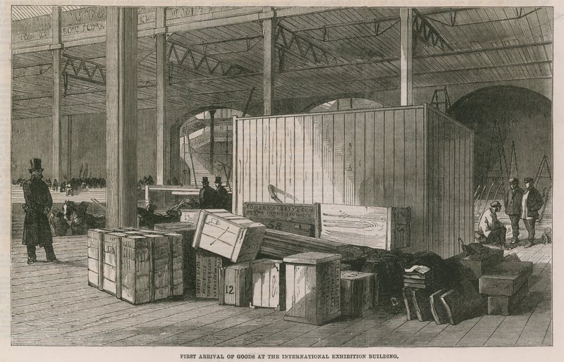 First Arrival of goods at the International Exhibition Building by English School