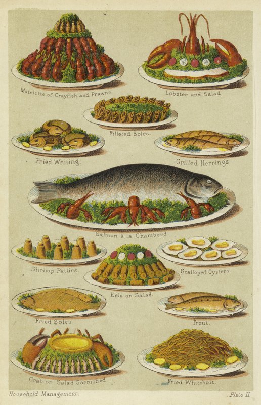 Fish and Seafood Dishes by English School
