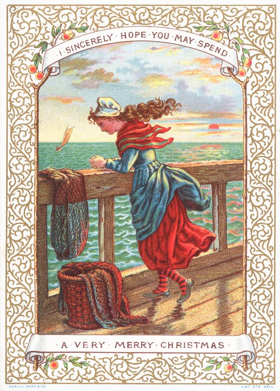 Fisherwoman looking out to sea by English School