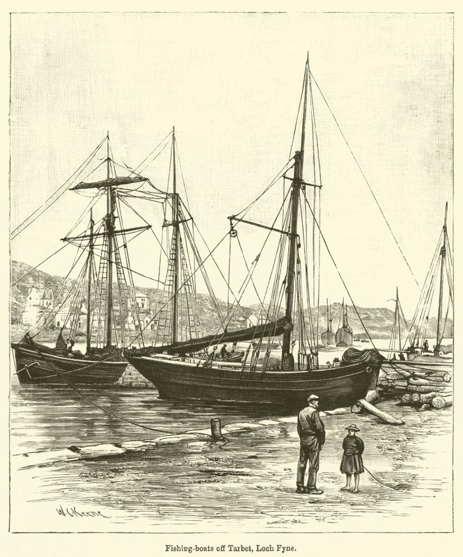Fishing-boats off Tarbet, Loch Fyne by English School