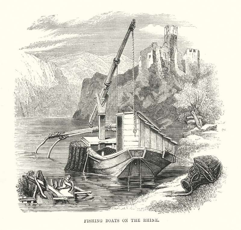 Fishing Boats on the Rhine by English School
