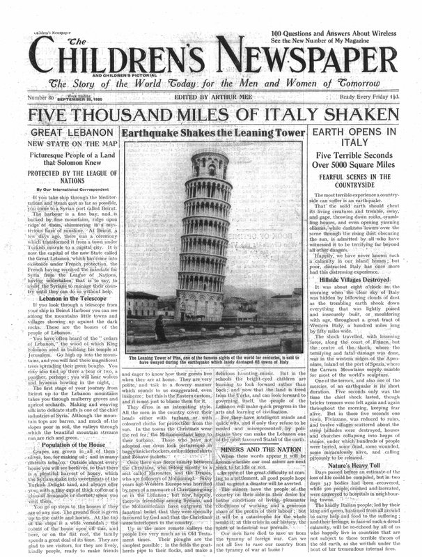 Five Thousand Miles of Italy Shaken, Front Page of 