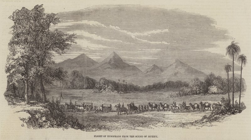 Flight of Europeans from the Scene of Mutiny by English School