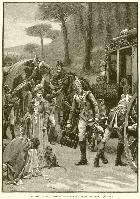 Flight of King Joseph Buonaparte from Vittoria by English School