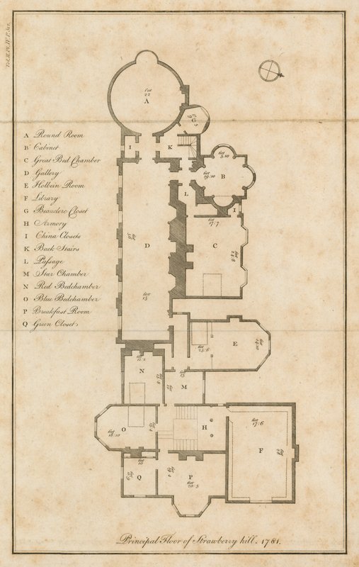 Floorplan of the principal floor, Strawberry Hill, London by English School
