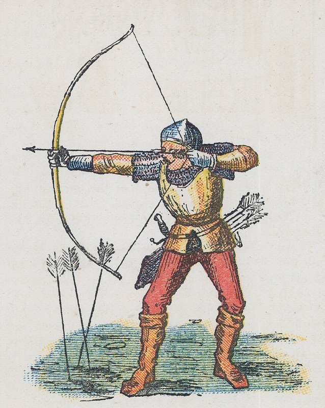 Foot archer with long bow by English School