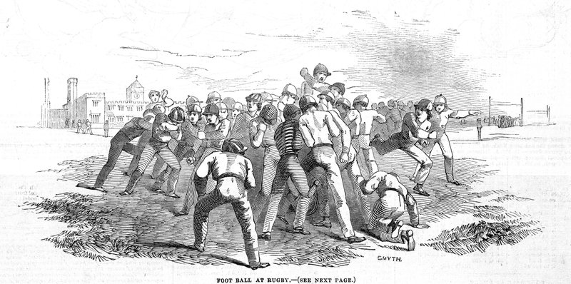 Football at Rugby, from The Illustrated London News by English School