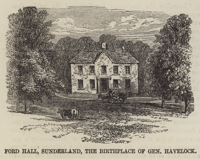 Ford Hall, Sunderland, the Birthplace of General Havelock by English School