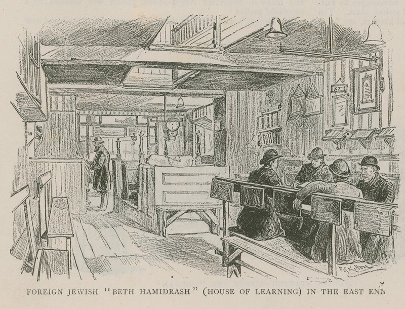 Foreign Jewish Beth Hamidrash (House of Learning) in the East End by English School
