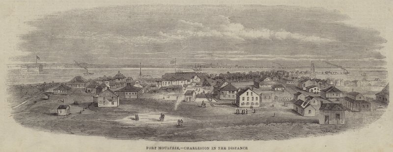Fort Moultrie, Charleston in the Distance (engraving) by English School