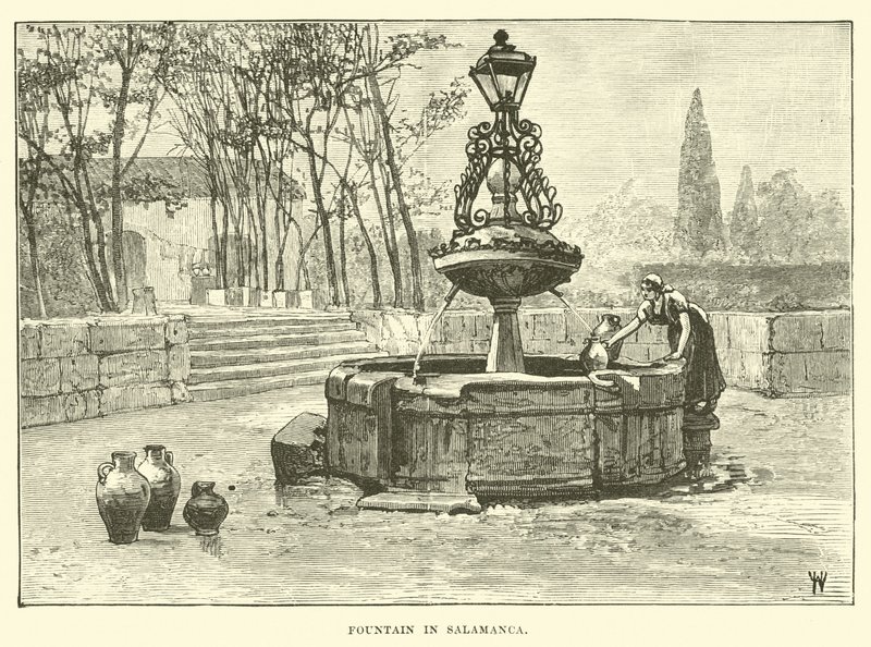 Fountain in Salamanca by English School