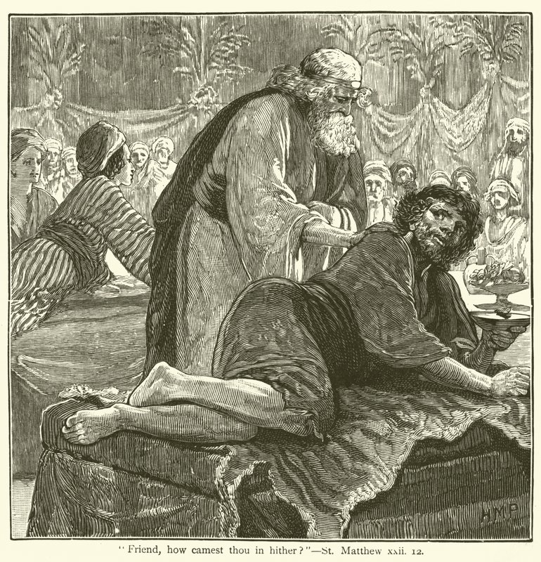 Friend, how camest thou in hither?, St Matthew, xxii by English School