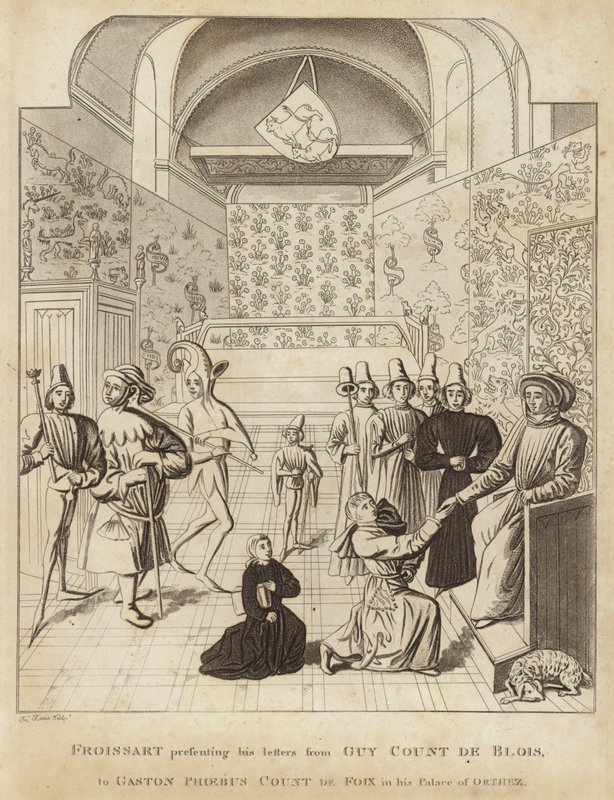 Froissart Presenting His Letters from Guy Court de Blois, to Gaston Phoebus Count de Foix in His Palace of Orthez by English School