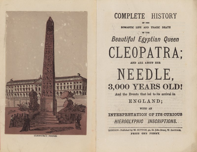 Frontispiece and Title Page for Complete History of the Romantic Life and Tragic Death of the Beautiful Egyptian Queen Cleopatra by English School