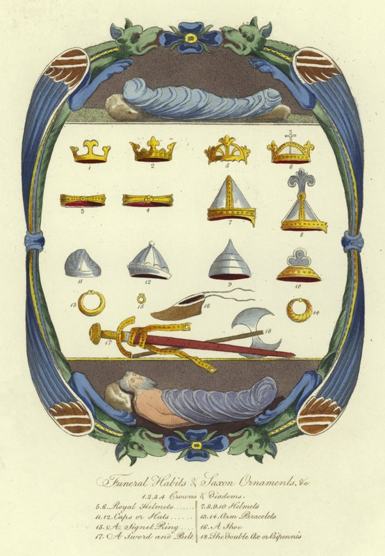 Funeral habits and Saxon ornaments by English School