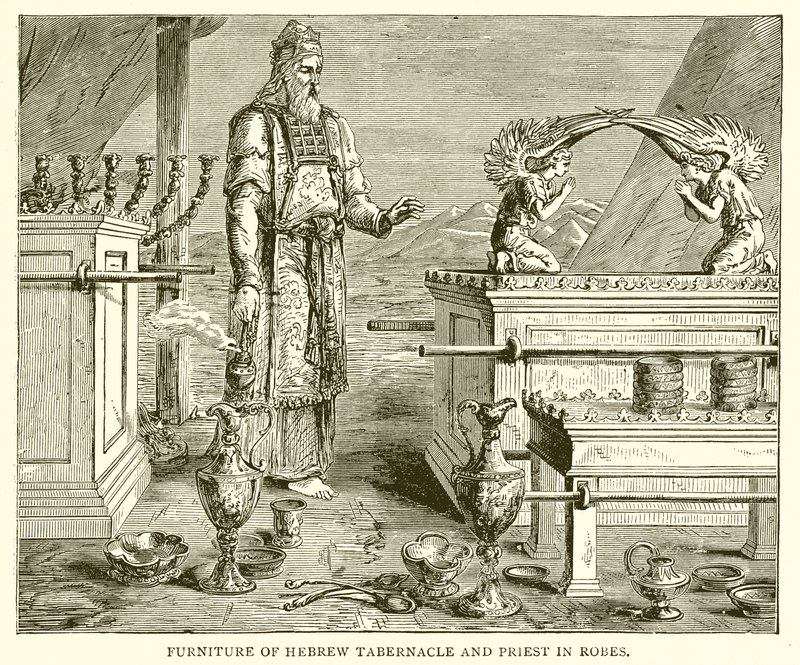 Furniture of Hebrew Tabernacle and Priest in Robes by English School
